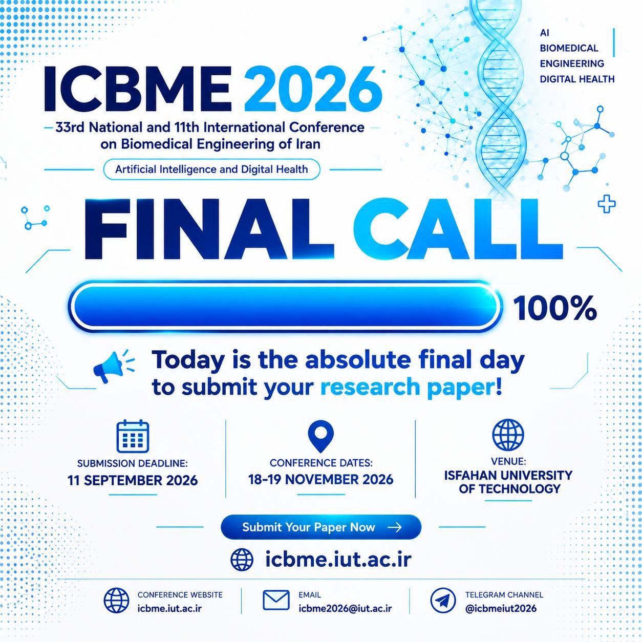 Only 1 Days Remain to Submit Papers to ICBME 2026
